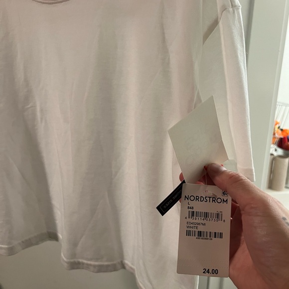 Open Edit crop short sleeve white tshirt in size large. BNWT - Picture 2 of 3